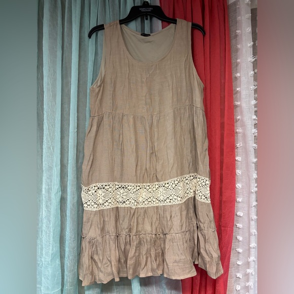 Coco + Carmen Dresses & Skirts - Coco & Carmen Elegant Tan Sleeveless Dress with Lace Detail